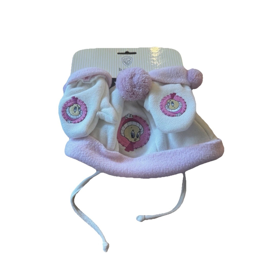 Vintage‎ Warner Brothers Store Tweety Hat Mitten Set Baby 0-12 M NWT 2000 WB